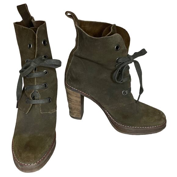 Ras Shoes - Ras Brown Italian Suede Leather Lace Up Heeled Booties Ankle Boots Size 35 5